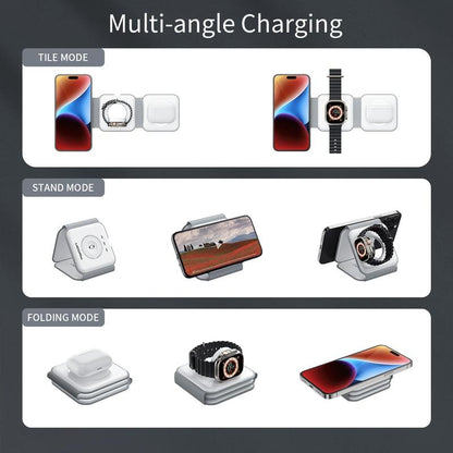 Awwpicks Foldable 3 in 1 Wireless Charging Station, Electronic Wireless Charger for Iphone Airpods Iwatch, Cellphone Christmas Gifts
