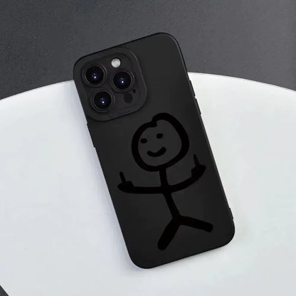 Angel Eye Black Stickman Painted Luxury Fashion Non Slip Durable Phone Case for Iphone 16 15 14 13 12 11 plus Pro Max
