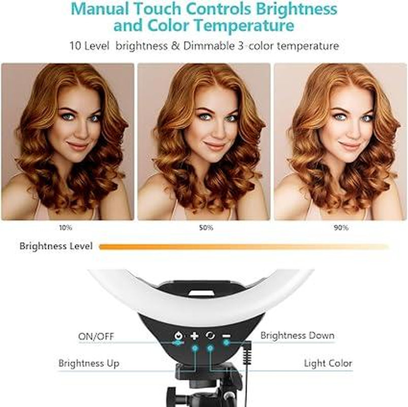 Sensyne 10'' Ring Light with 50'' Extendable Tripod Stand, LED Circle Lights, Compatible with Smartphones, Selfie, Makeup, Youtube, Tiktok