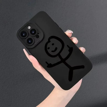 Angel Eye Black Stickman Painted Luxury Fashion Non Slip Durable Phone Case for Iphone 16 15 14 13 12 11 plus Pro Max