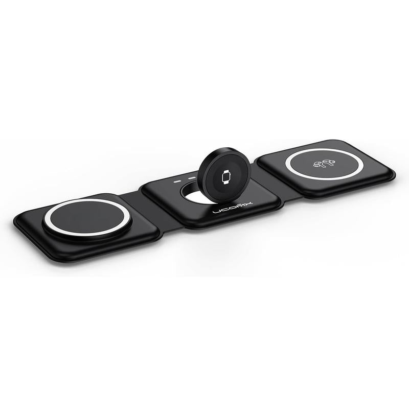 Awwpicks Foldable 3 in 1 Wireless Charging Station, Electronic Wireless Charger for Iphone Airpods Iwatch, Cellphone Christmas Gifts