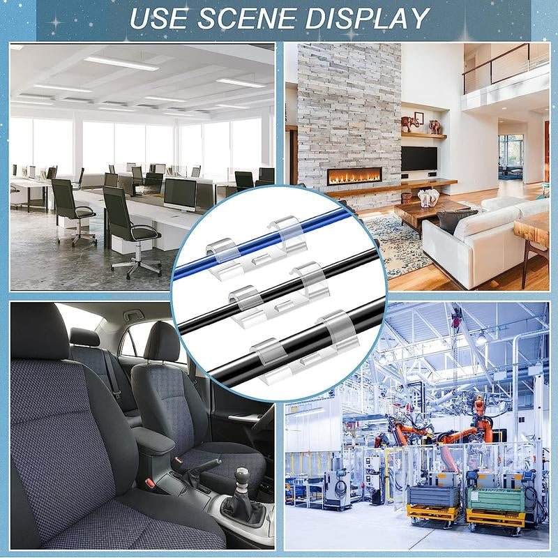【100Pcs】Cable Clips with Strong Self-Adhesive, Cable Management TV PC Wire Holder Sticky Tidy and Organizer Cord and Wires,Transparent
