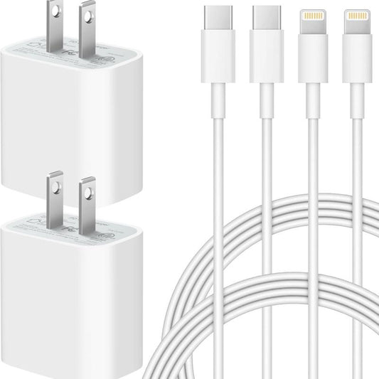 4Pcs 20W Fast Charger with 6FT USBC to Lightning Cable for Iphone, Super Fast USB C Charger and Cord for Iphone 14/14 Plus/14 Pro Max, 13/12/11 so On